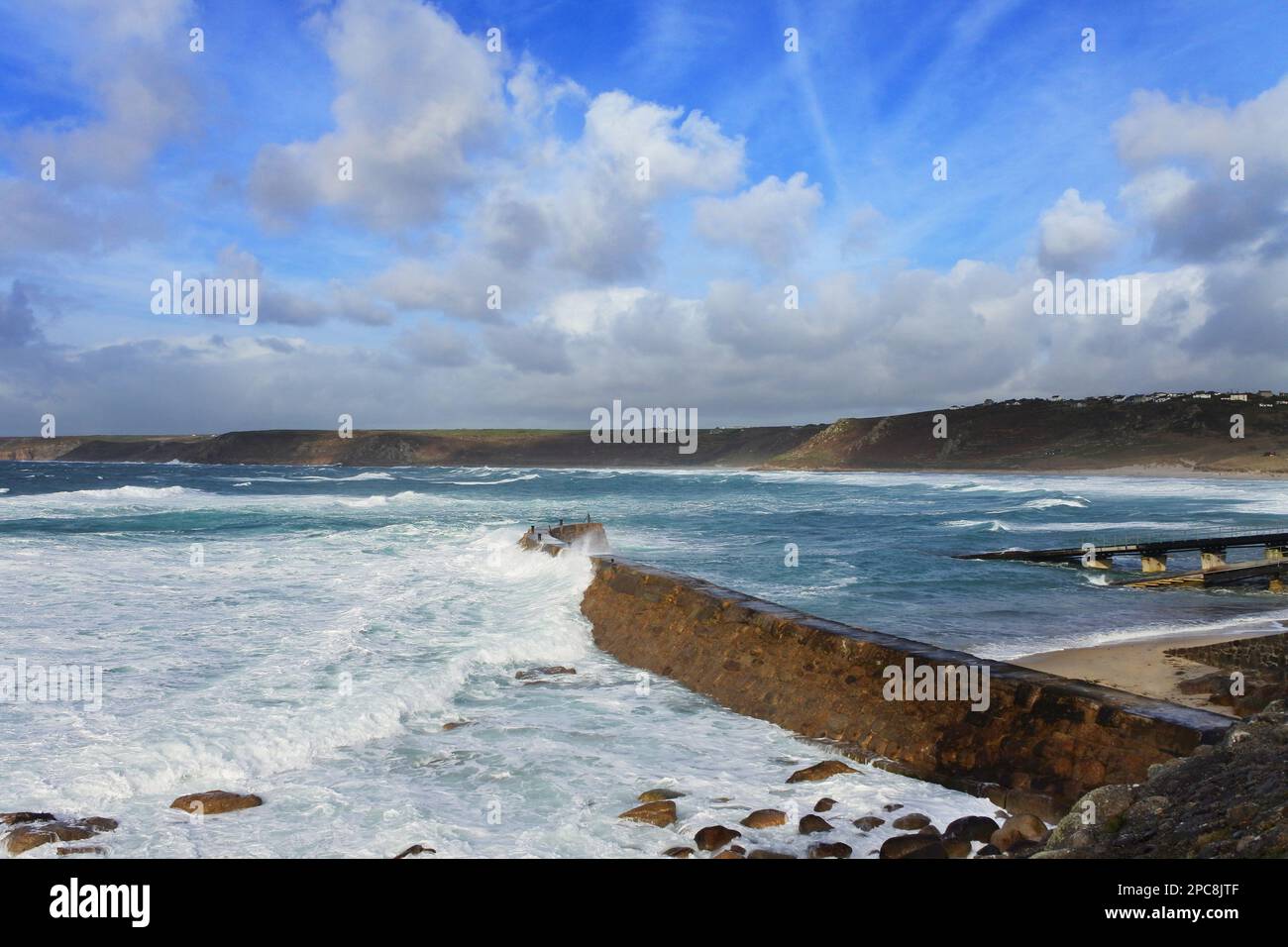 The harbour wall at Sennen Cove near Lands End, Cornwall, UK John