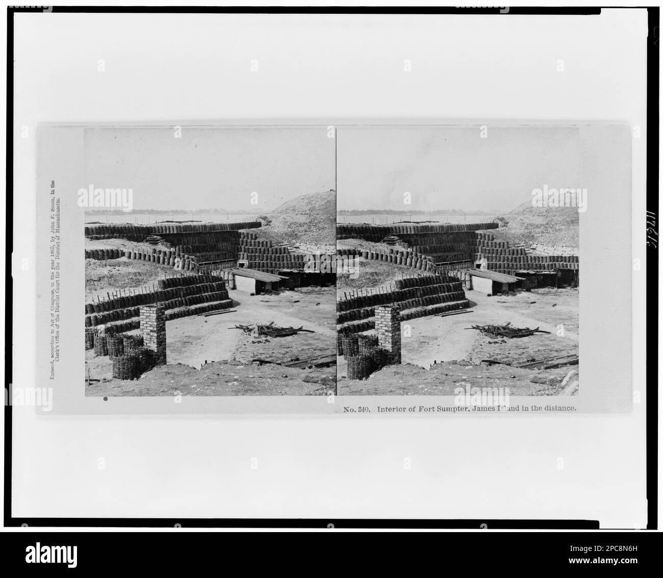 Interior of Fort Sumpter (i.e. Sumter), James Island in the distance ...