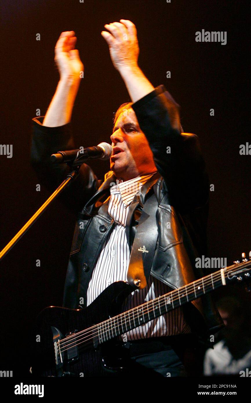 Irish popstar Chris de Burgh performs on stage during his concert 