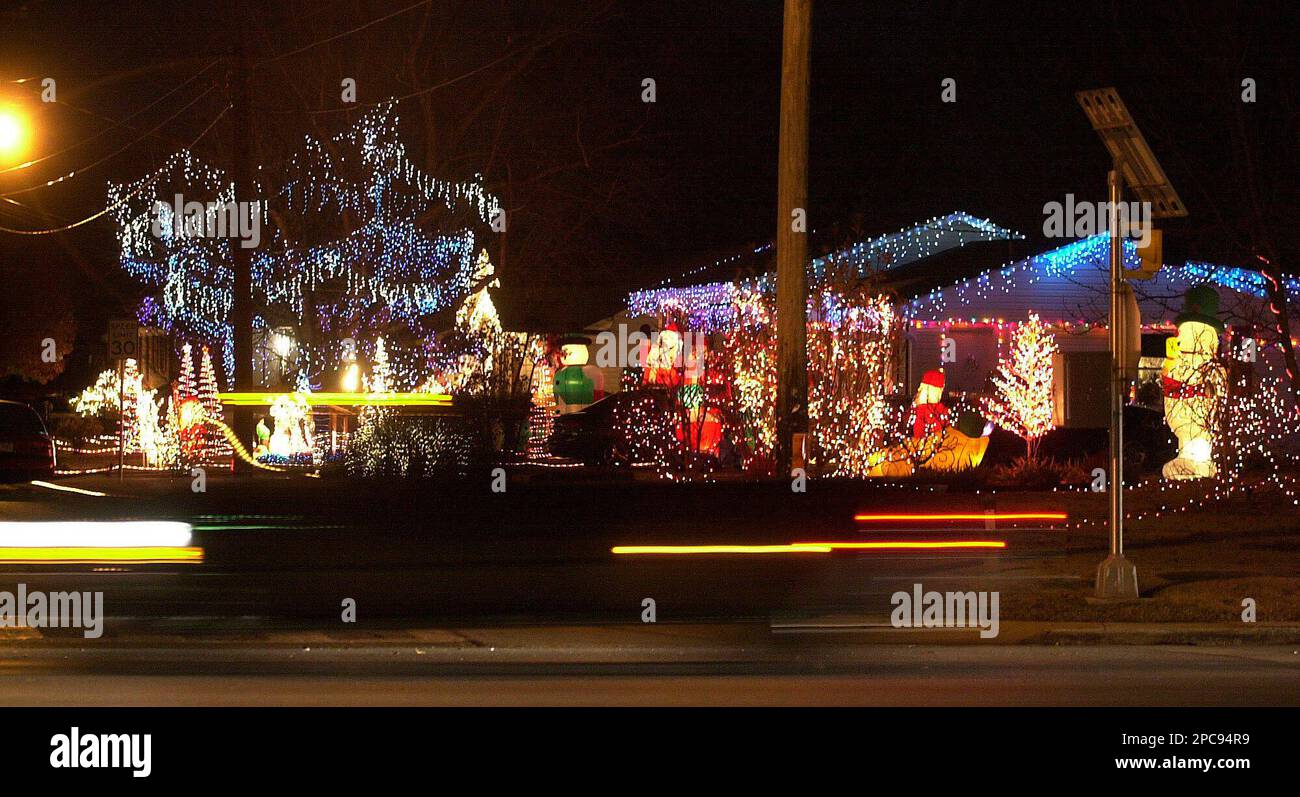 The Christmas lights in Sharon Kirkland's lawn are shown in this Dec