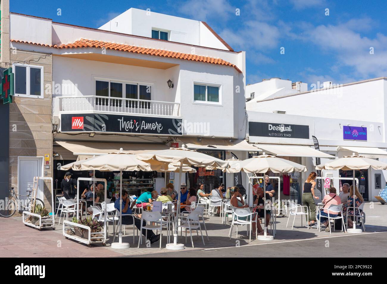 That's Amore Cafe, Av. Ntra. Sra. del Carmen, Corralejo, Fuerteventura, Canary Islands, Kingdom of Spain Stock Photo