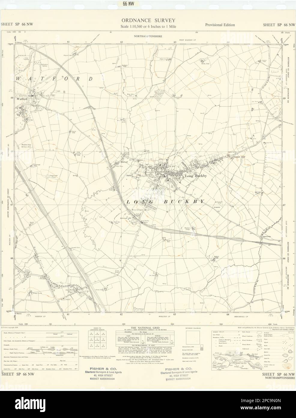 Ordnance Survey Sheet SP66NW Northamptonshire Long Buckby Watford 1970