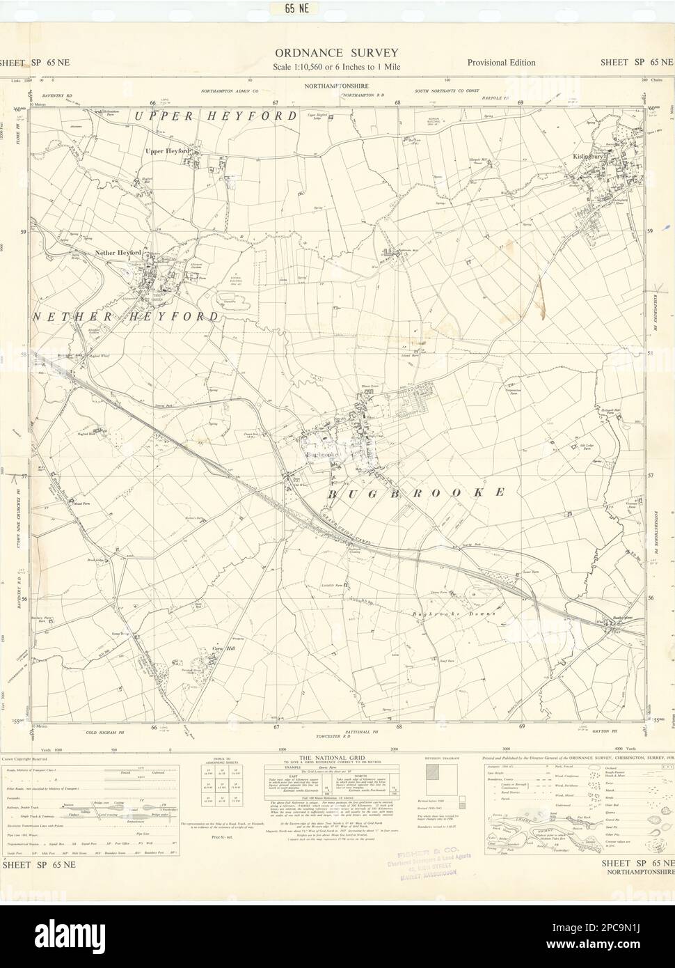 Ordnance Survey SP65NE Northants Kislingbury Nether Heyford Bugbrooke 1958 map Stock Photo Alamy