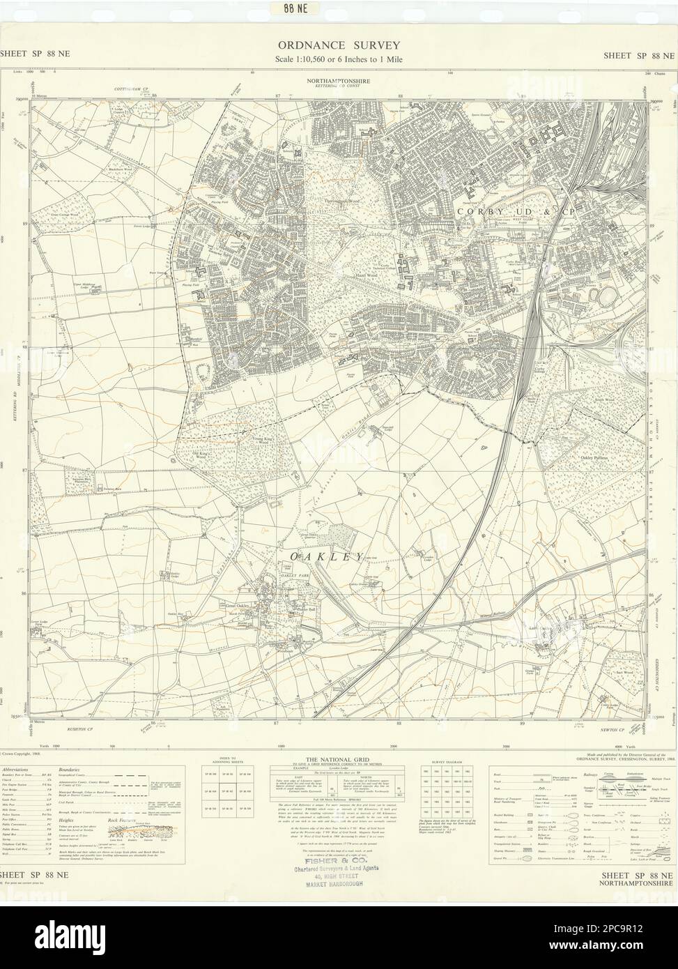 Ordnance Survey Sheet SP88NE Northamptonshire Corby Great Oakley 1968