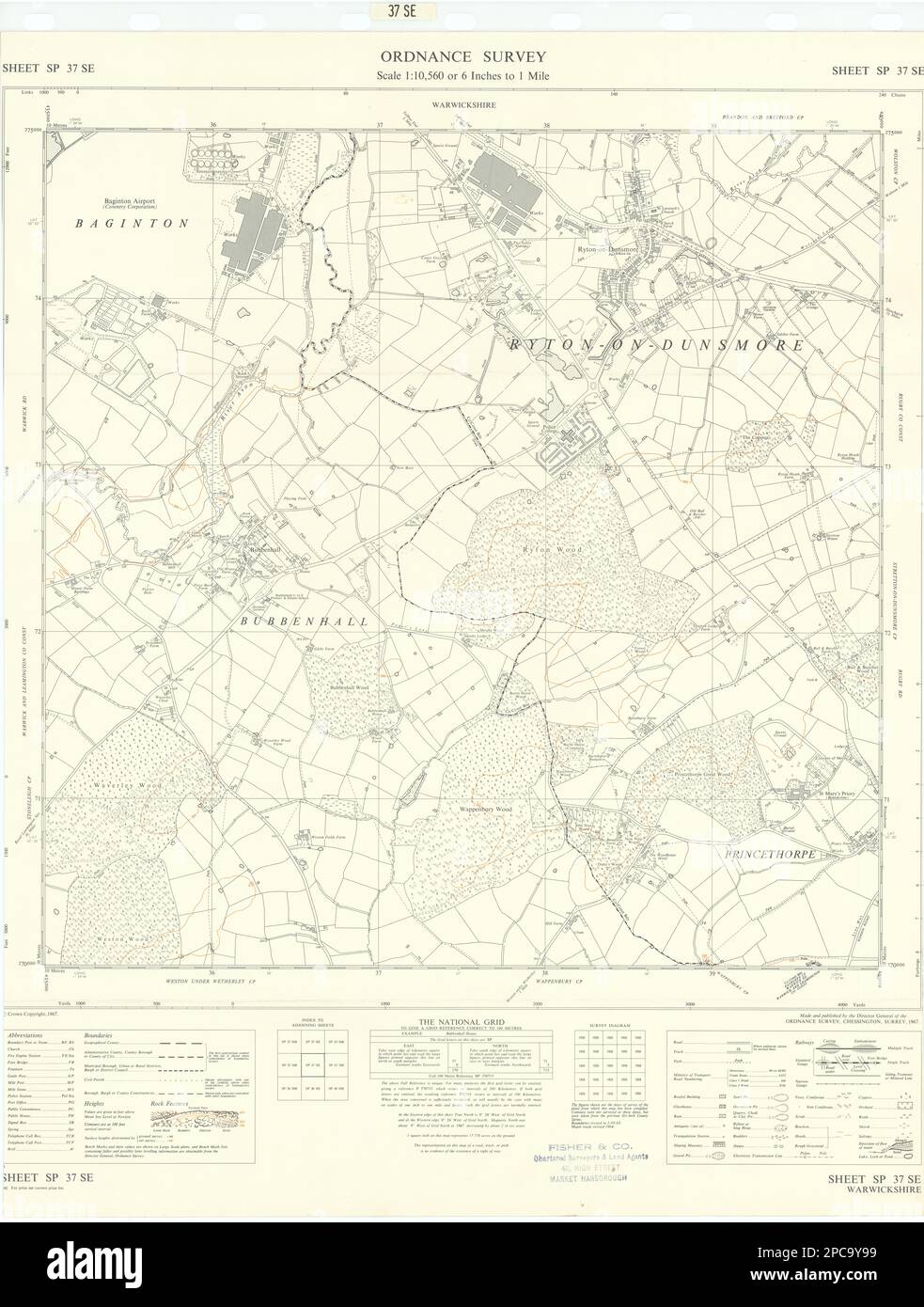 Ordnance Survey SP37SE Coventry Ryton on Dunsmore Bubbenhall Baginton ...