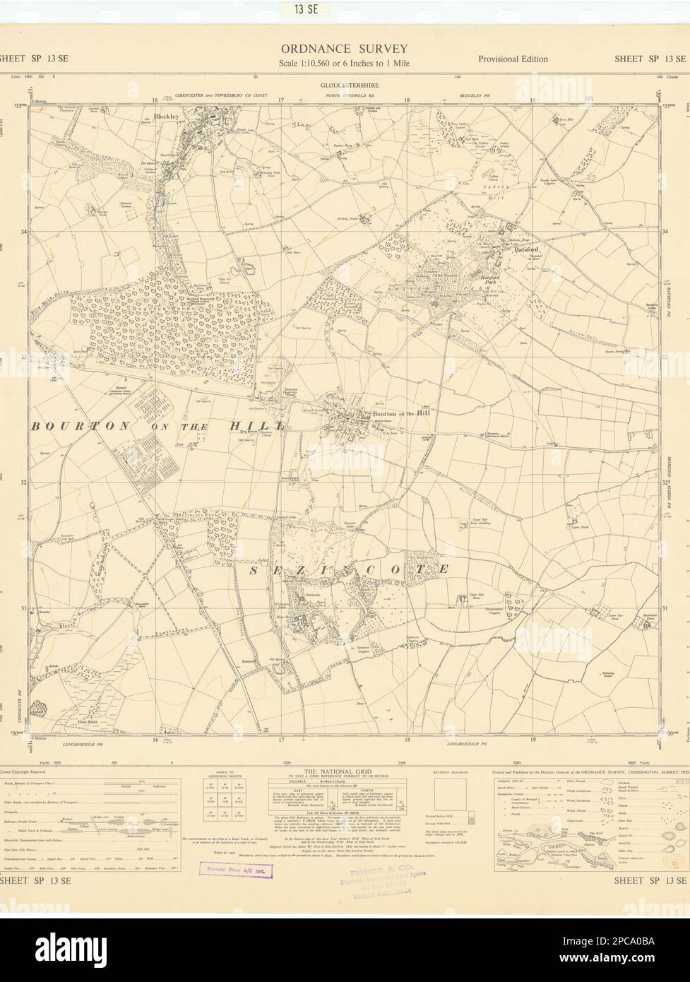 Ordnance Survey SP13SE Cotswolds BourtonontheHill Blockley Batsford