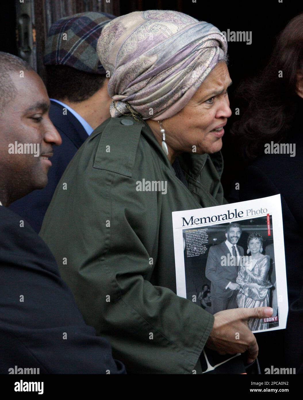 Charlayne HunterGault leaves a memorial service for "60 Minutes
