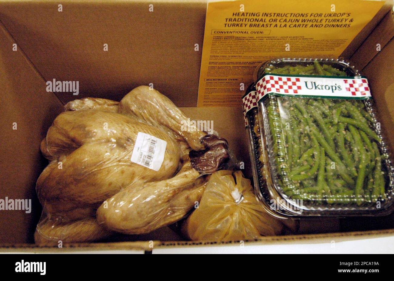 A box filling with a complete Thanksgiving Day meal at the Ukrop's