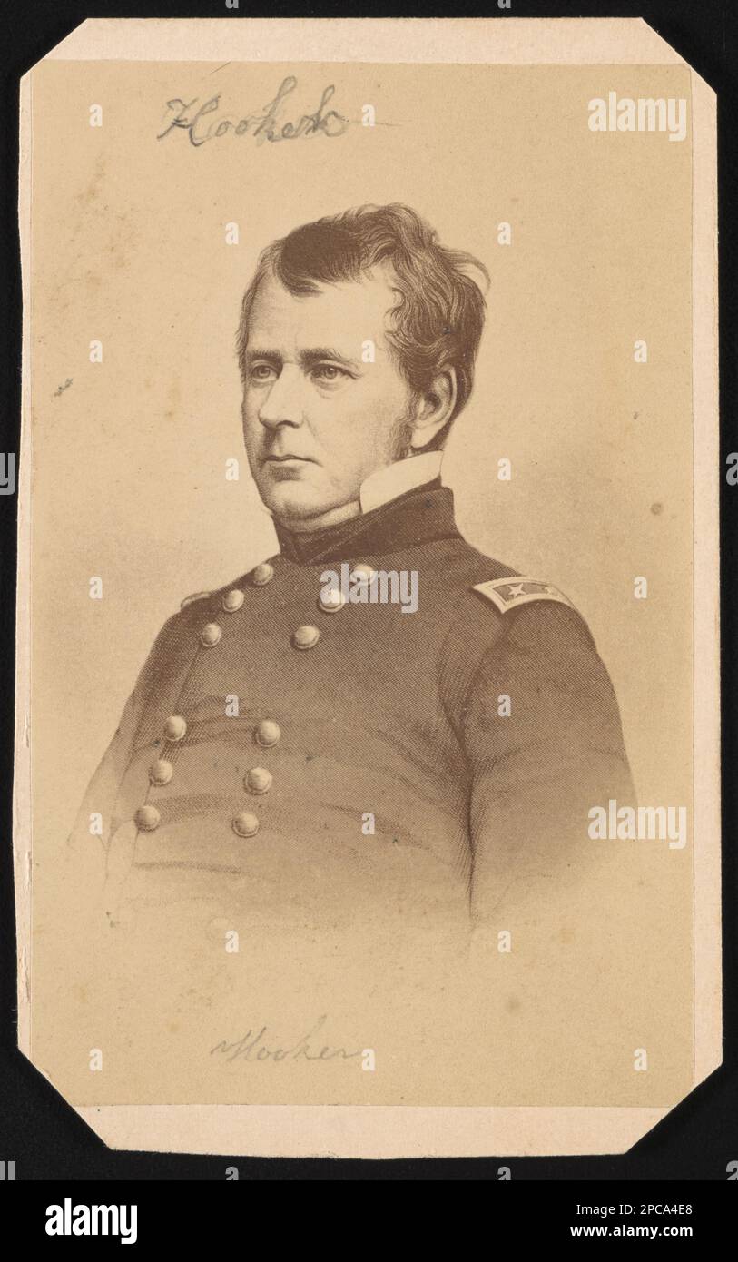 Major General Joseph Hooker of General Staff U.S. Volunteers and General Staff U.S. Army in uniform. Liljenquist Family Collection of Civil War Photographs , pp/liljpaper. Hooker, Joseph, 1814-1879, United States, Army, People, 1860-1870, Soldiers, Union, 1860-1870, Military uniforms, Union, 1860-1870, United States, History, Civil War, 1861-1865, Military personnel, Union. Stock Photo