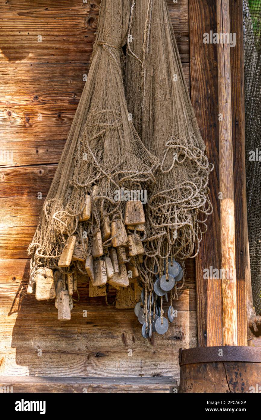 Old homemade net made of rope for catching handmade fish Stock Photo - Alamy