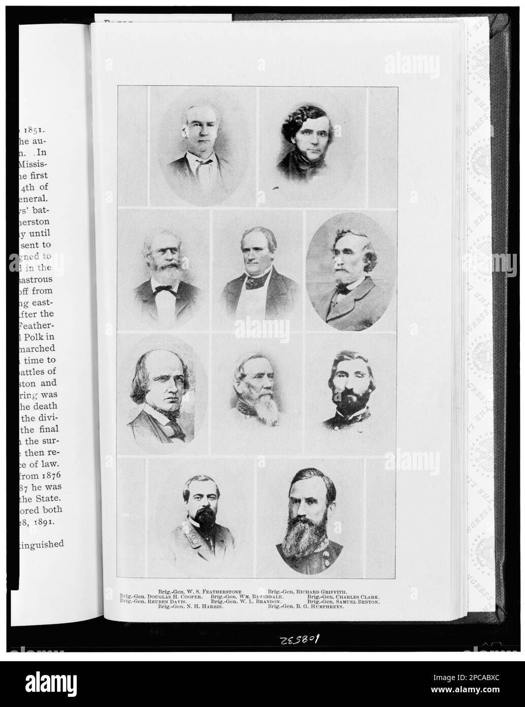Brigadier-General W.S. Featherstone; Brigadier-General Richard Griffith; Brigadier-General Douglas H. Cooper; Brigadier-General Wm. Barksdale; Brigadier-General Charles Clark; Brigadier-General Reuben Davis; Brigadier-General W.L. Brandon; Brigadier-General Samuel Benton; Brigadier-General N.H. Harris; Brigadier-General B.G. Humphreys. Illus. in: Confederate military history / .. edited by Gen. Clement A. Evans of Georgia. Atlanta, Ga. : Confederate Publishing Company, 1899, vol. 7, oppos. p. 252, Reference copy in LOT 4421-B. United States, History, Civil War, 1861-1865, Military personnel, C Stock Photo