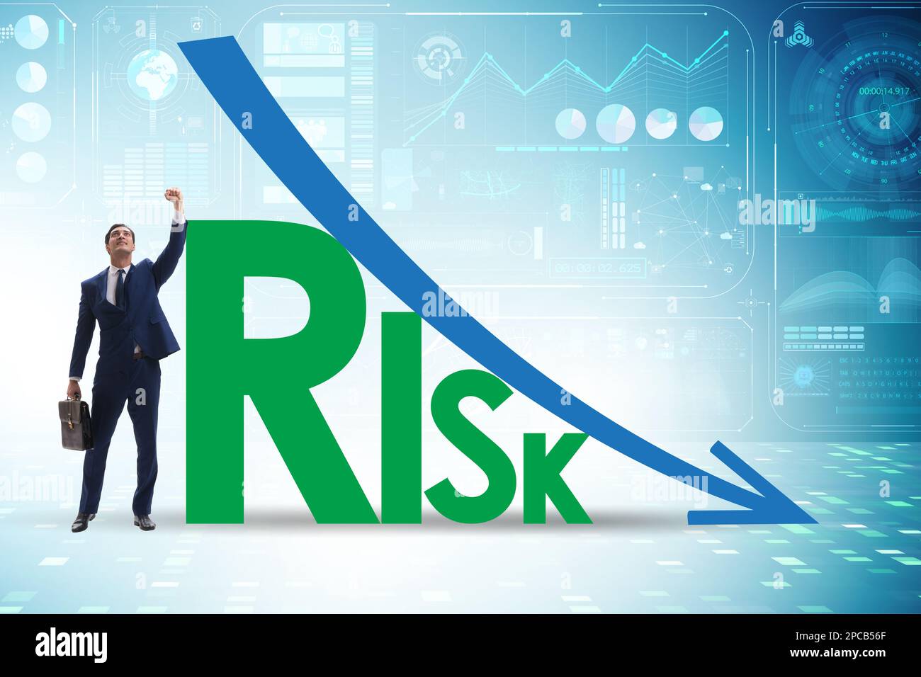 Risk reduction and mitigation concept with the businessman Stock Photo ...