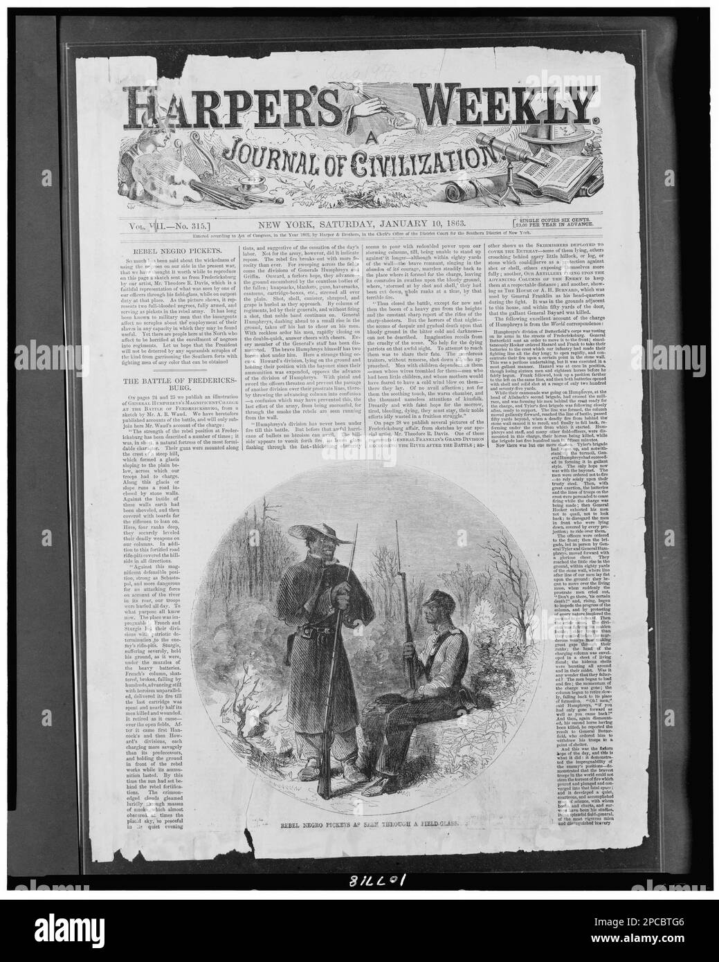 Rebel Negro pickets as seen through a fieldglass. Illus. in Harper's