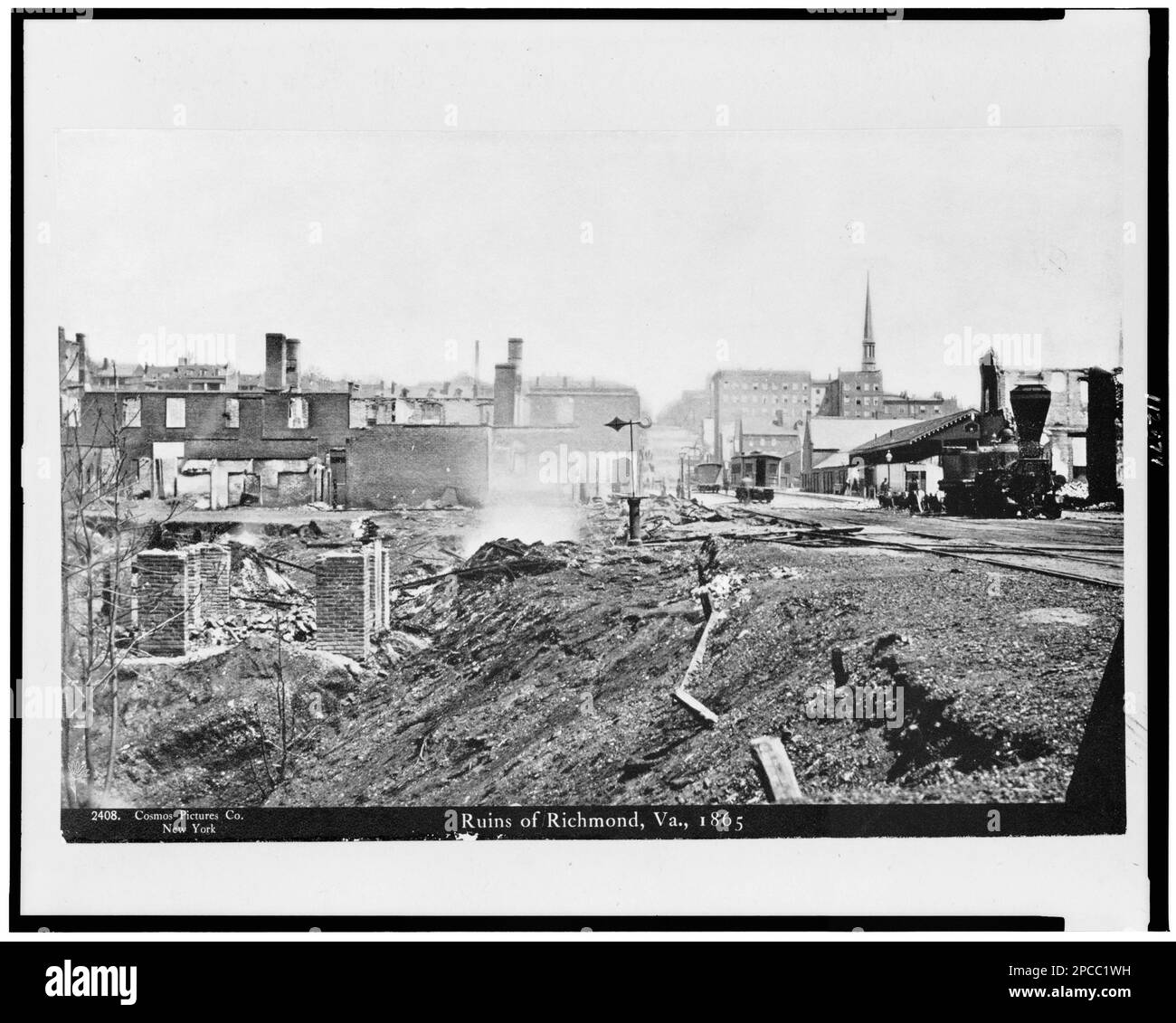 Ruins of Richmond, Virginia, 1865 / Cosmos Pictures Co.. 41670570 U.S. Copyright Office, Copyright by A.A. Hopkins. United States, History, Civil War, 1861-1865, Destruction & pillage, War damage, Virginia, Richmond, 1860-1870. Stock Photo