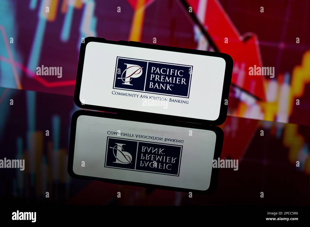 Kaunas, Lithuania 2023 March 13Pacific premier bank logo in red