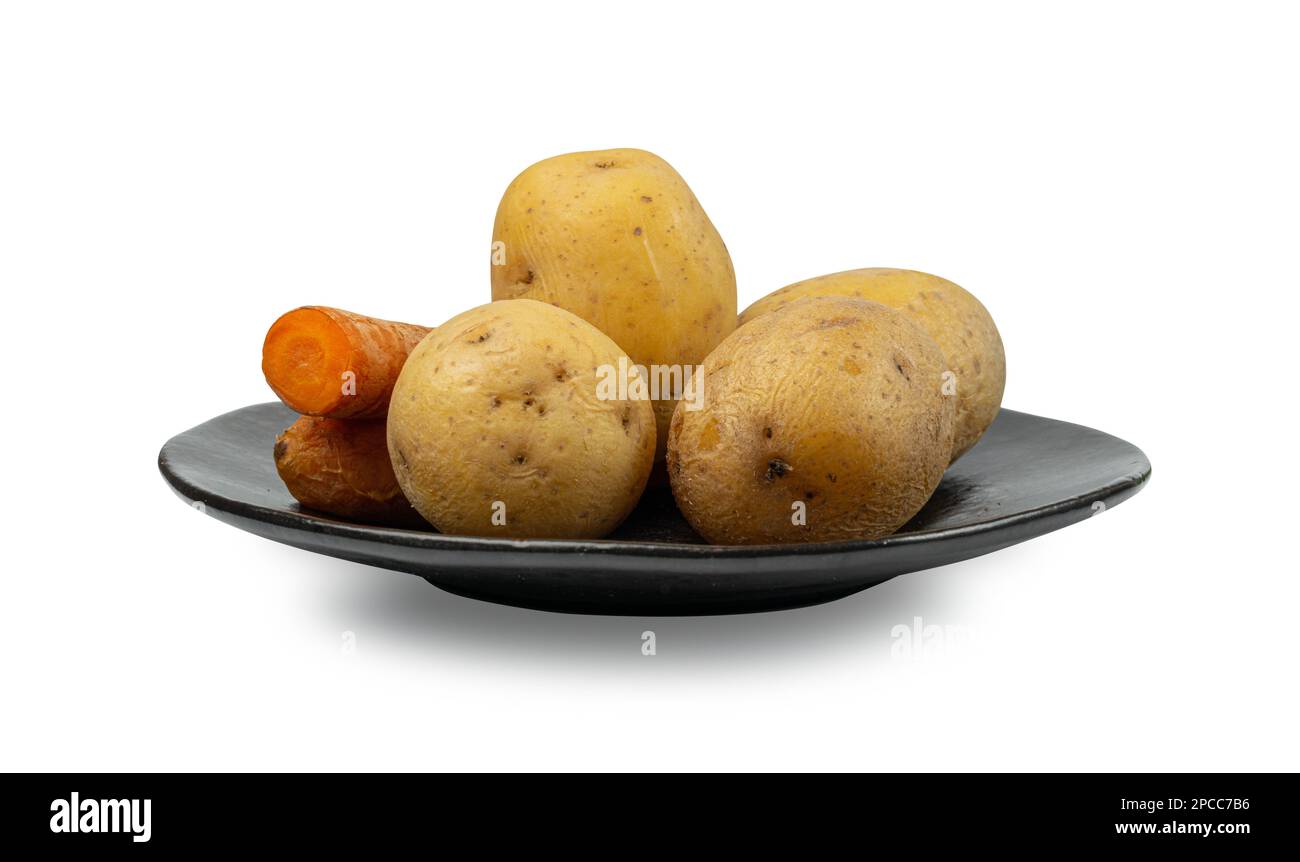 Boiled Potato in Skin Isolated, Whole Prepared Unpeeled Vegetables
