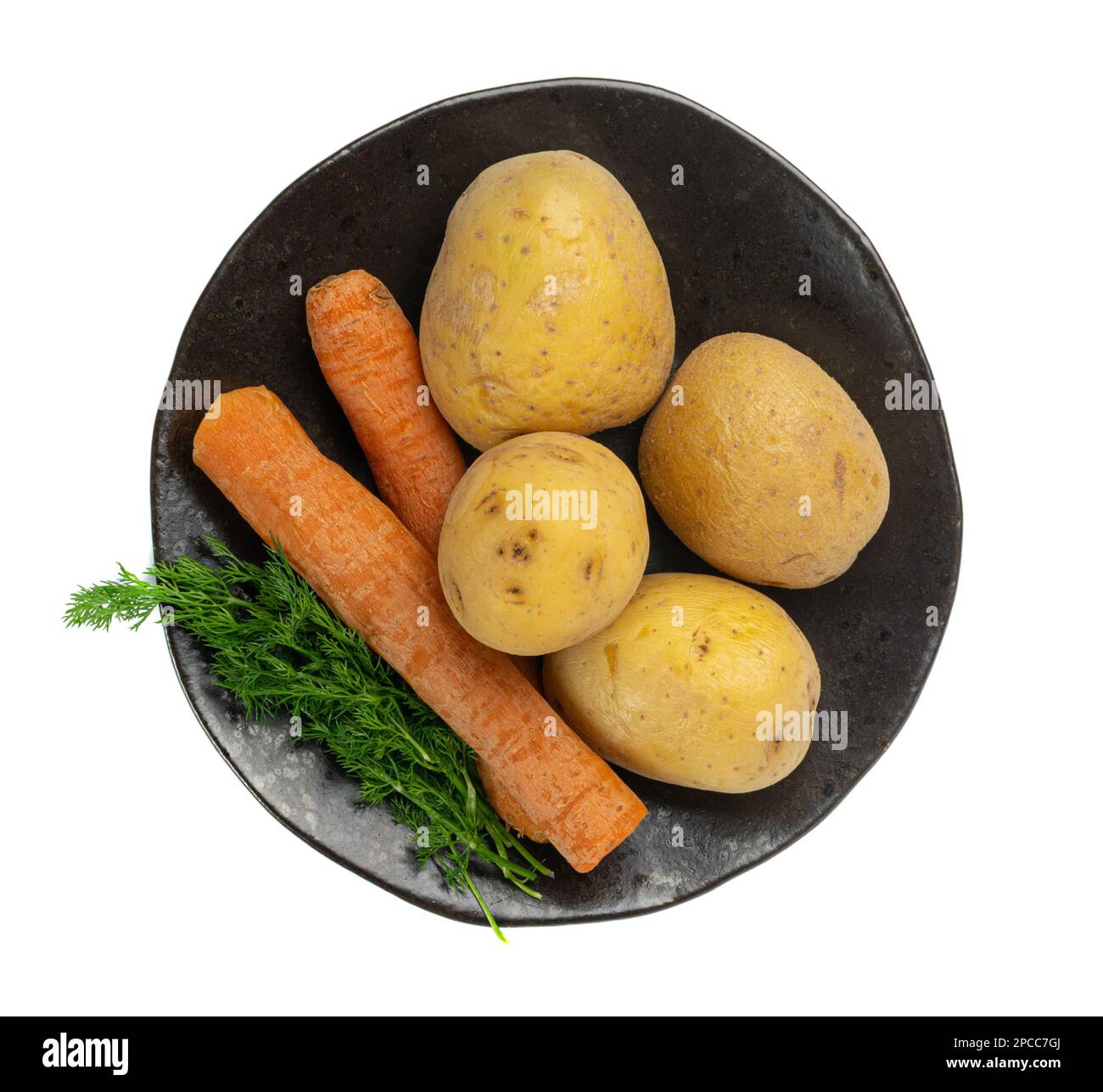 Boiled Potato in Skin Isolated, Whole Prepared Unpeeled Vegetables
