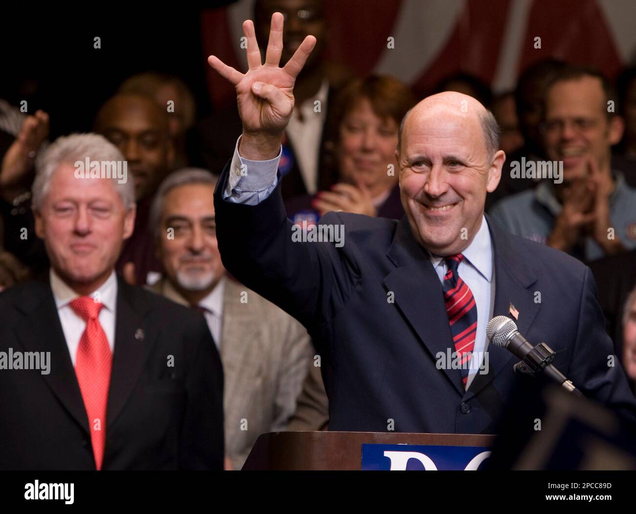 Wisconsin Gov. Jim Doyle Gestures For Four More Years At An Event With ...