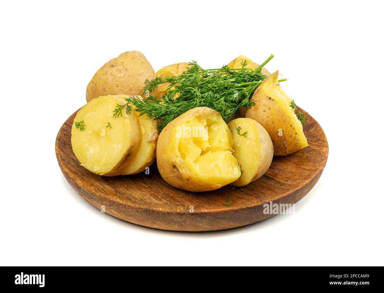Boiled Potato in Skin Isolated, Whole Prepared Unpeeled Vegetables