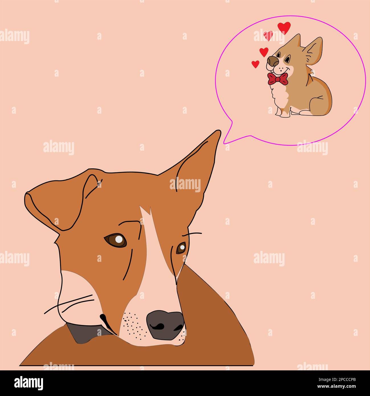 Illustration of happy dogs love in colors Stock Photo - Alamy