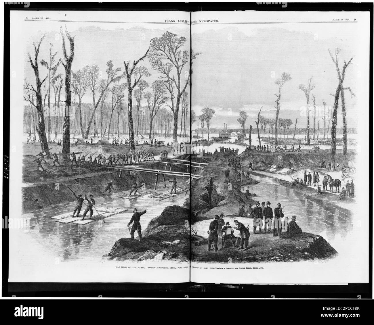 The head of the canal, opposite Vicksburg, Miss., now being cut by ...