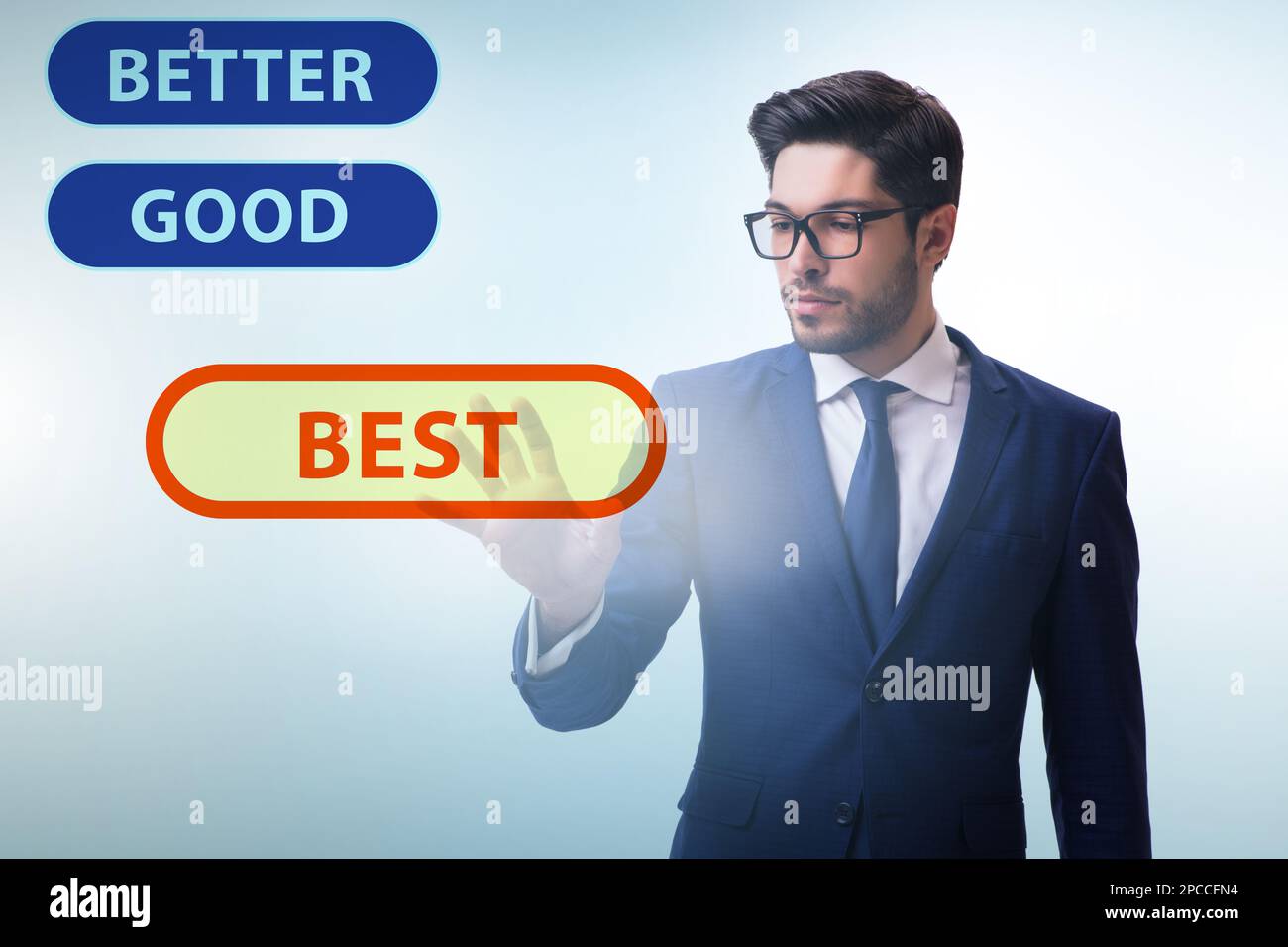 Businessman in good better and the best concept Stock Photo - Alamy
