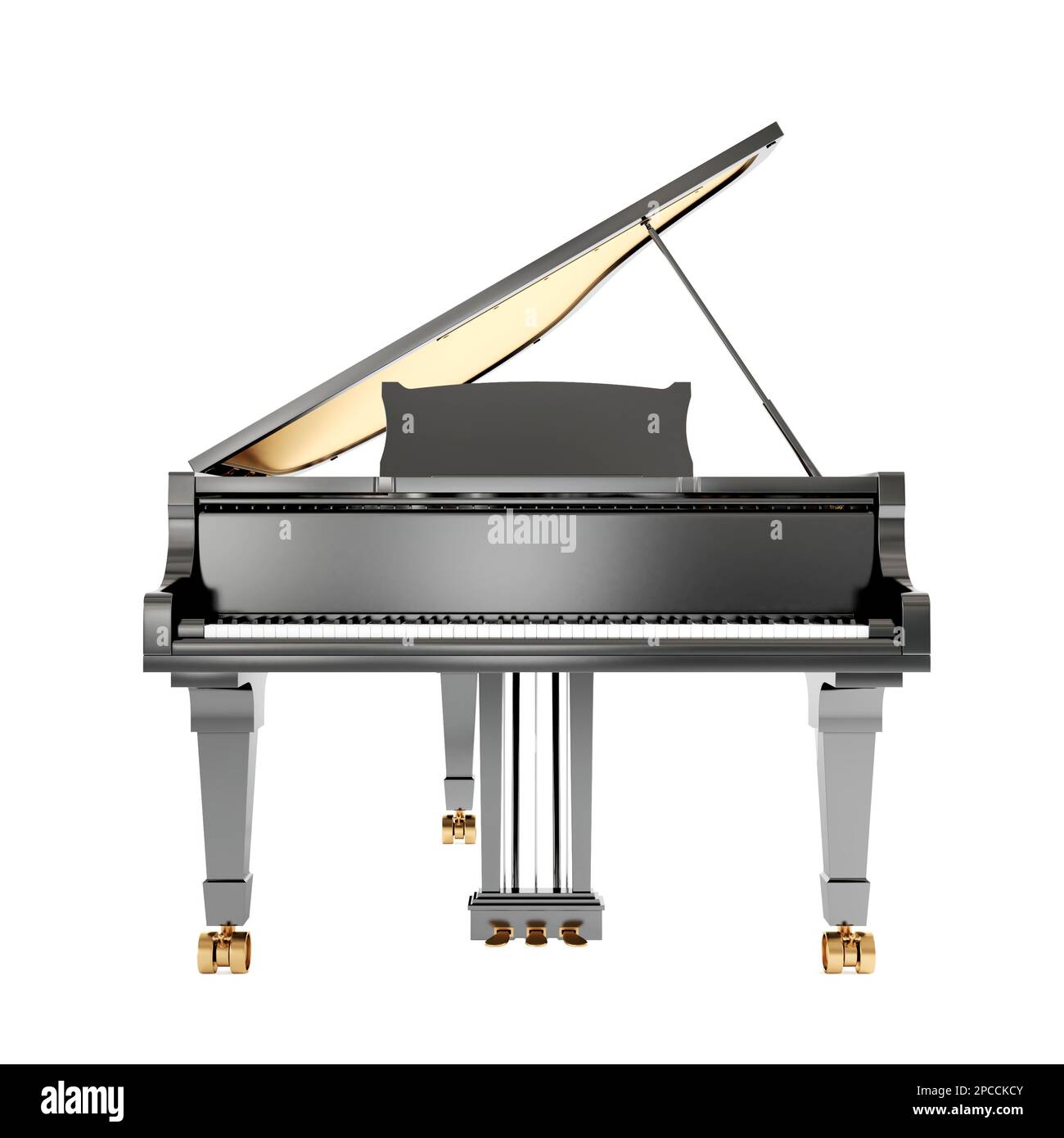 A 3D rendering of classical black piano Stock Photo