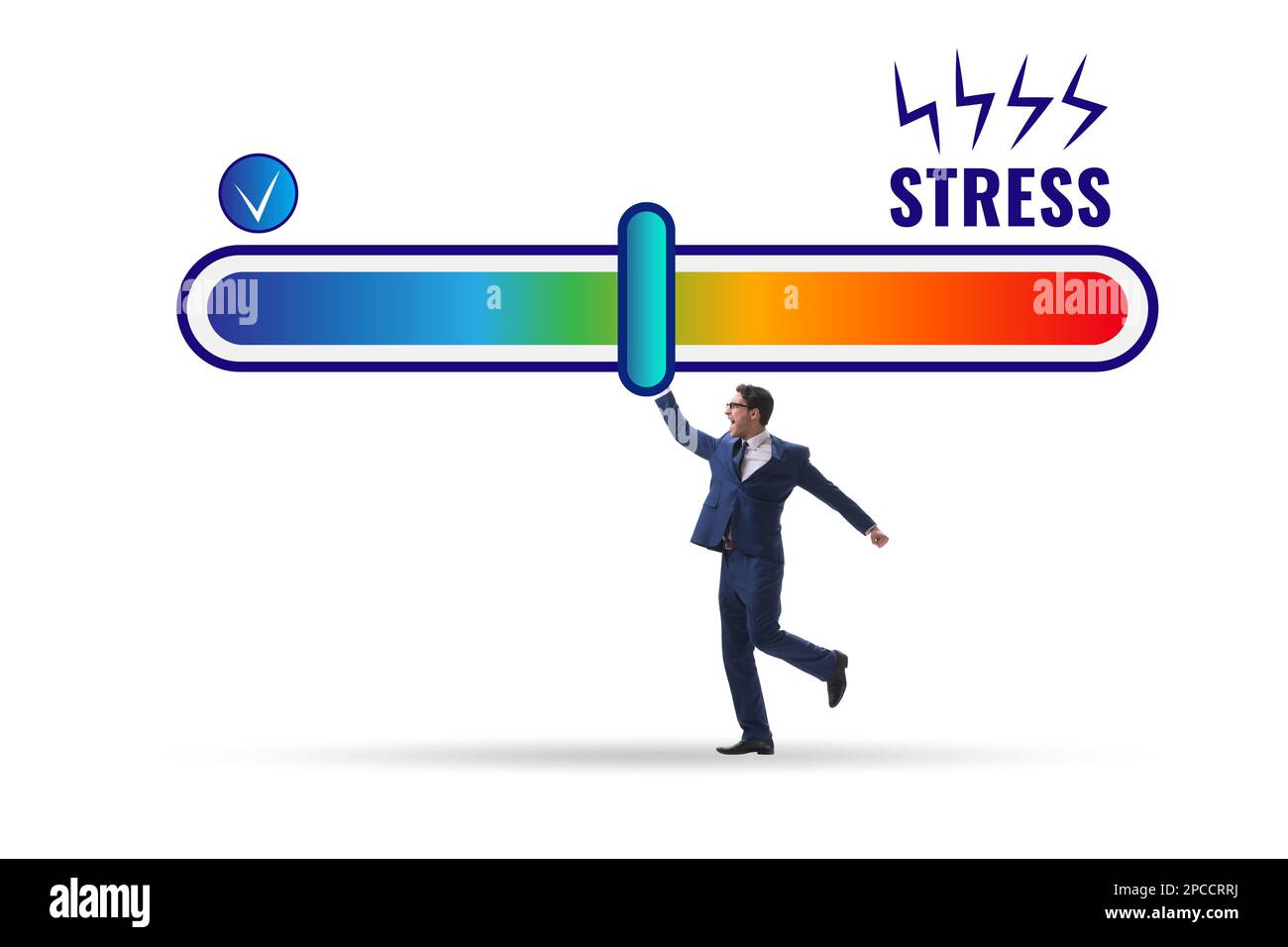 Concept of stress meter with the businessman Stock Photo - Alamy