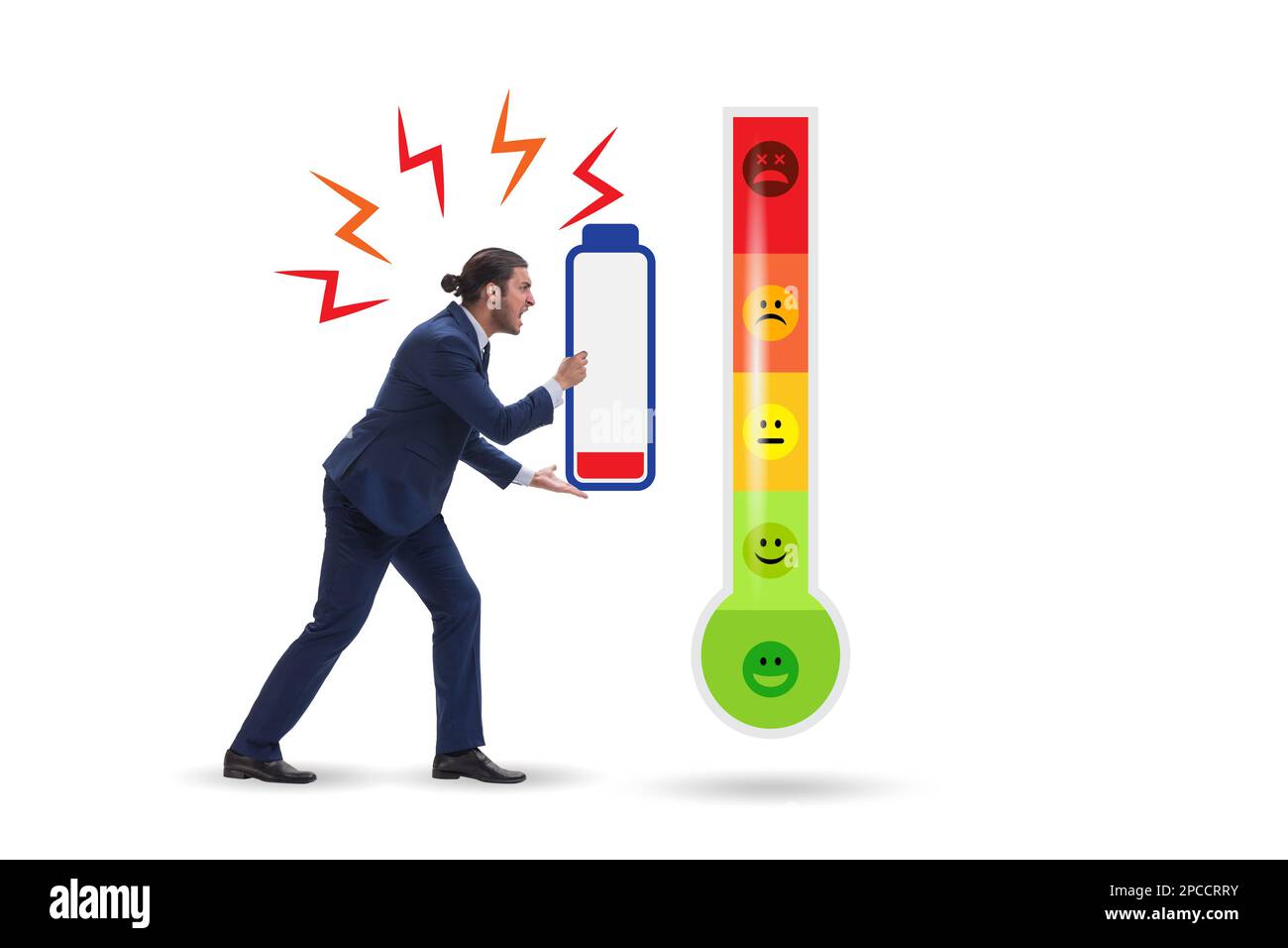 Concept of stress meter with the businessman Stock Photo - Alamy