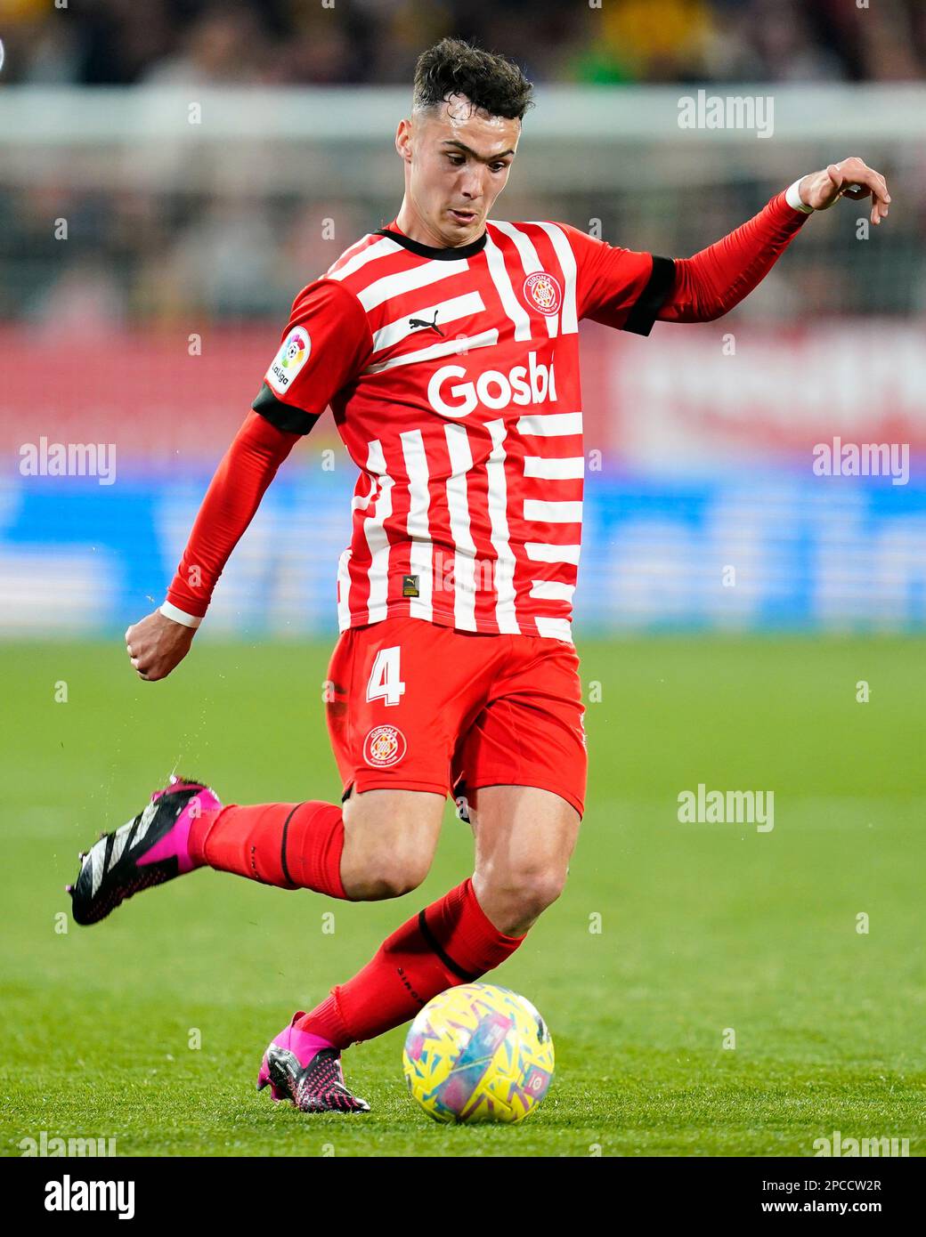 Arnau Martinez of Girona FC during the La Liga match between Girona FC and Atletico de Madrid played at Montilivi Stadium on March 12, 2023 in Girona, Spain. (Photo by Sergio Ruiz / PRESSIN) Stock Photo