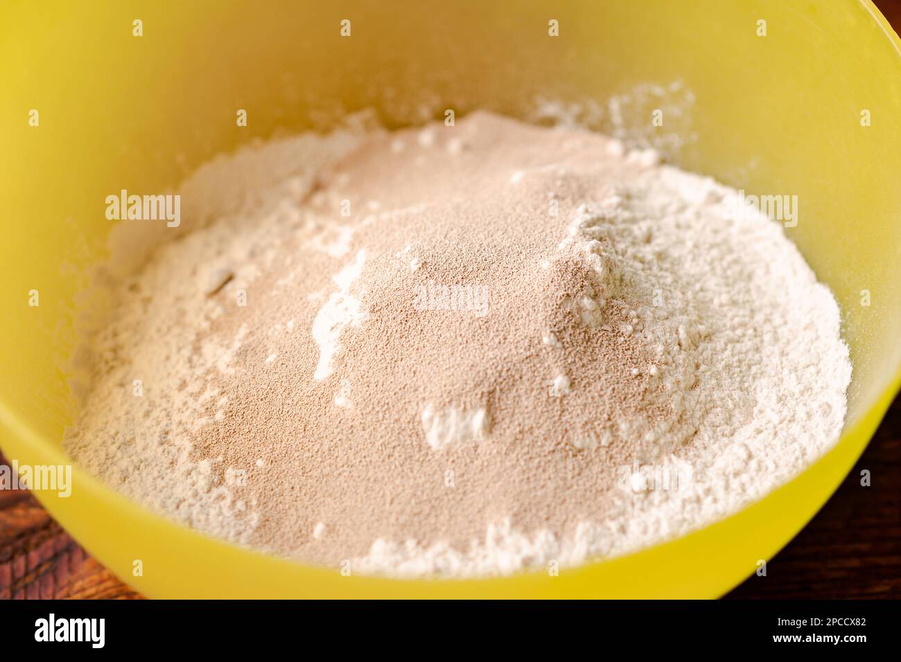 Flour and dry yeast. Preparation for preparation of dough for bread or