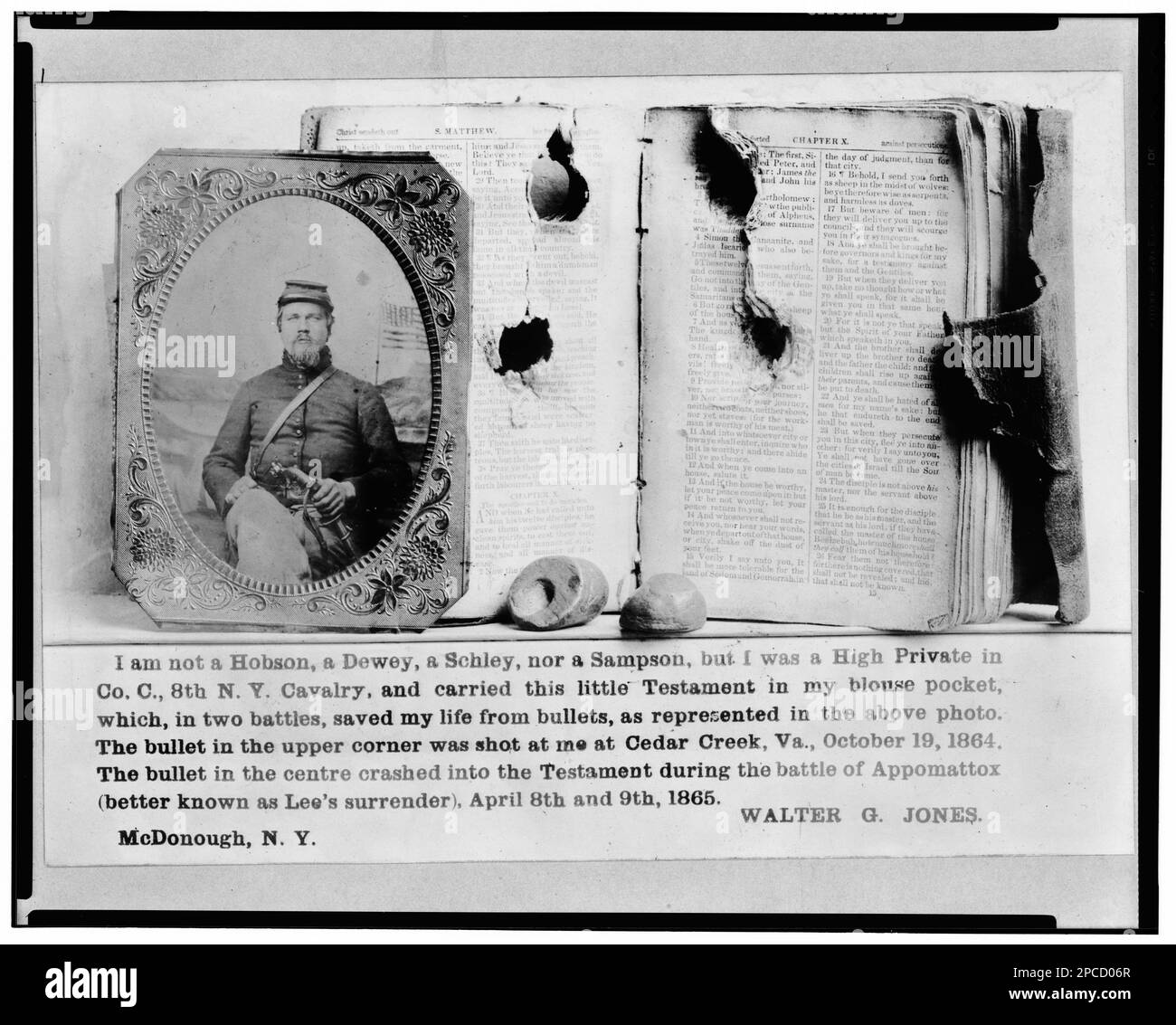 1879 Bullets Photograph of Walter G. Jones, Pvt., 8th New York Cavalry, Co. C., U.S ...