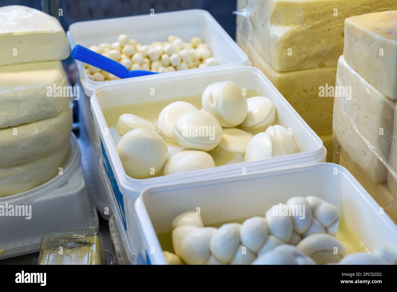 White cheese varieties sold in the market Stock Photo Alamy