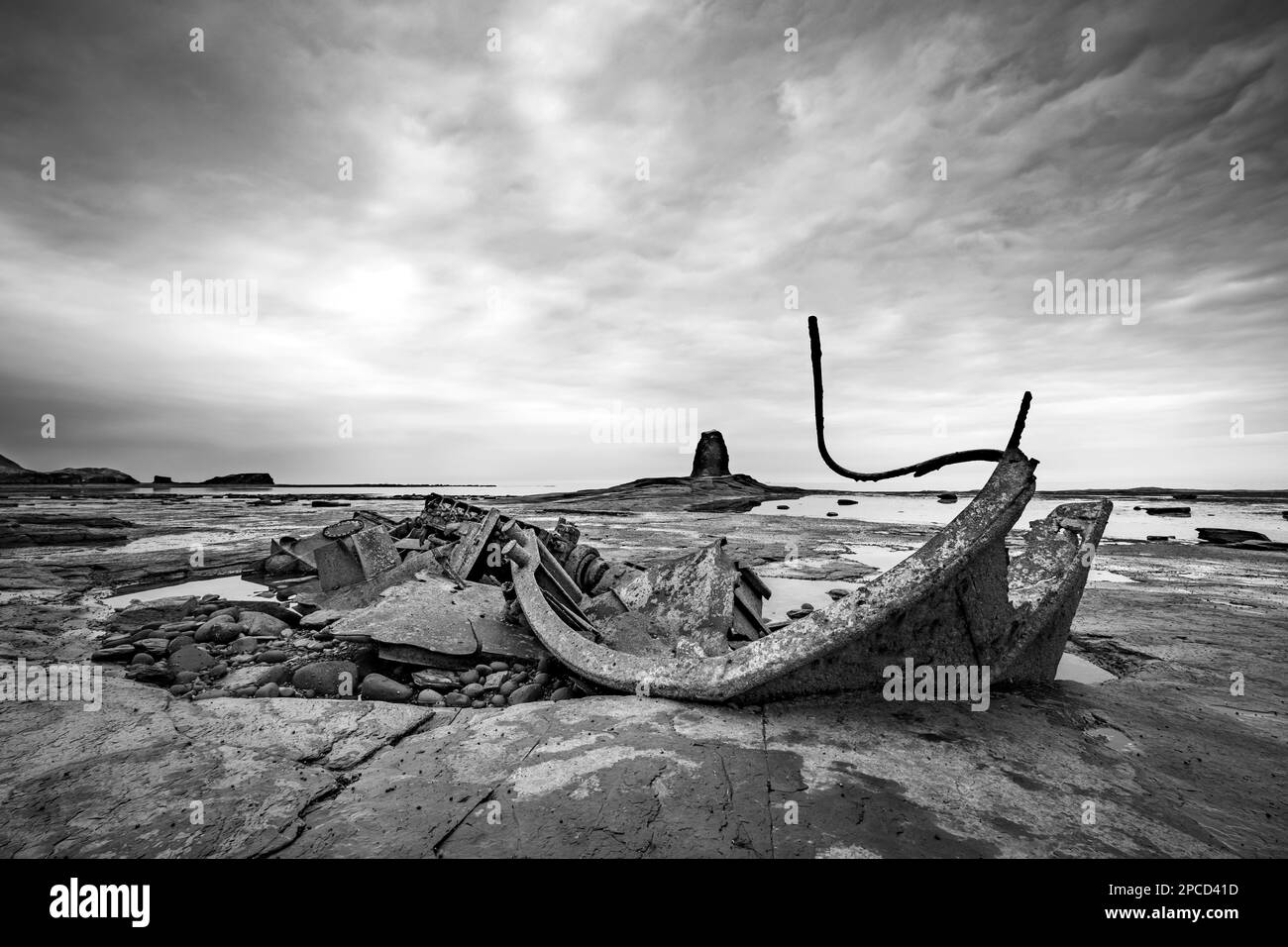 Shipwreck of the Admiral Von Tromp at Saltwick Bay, Near Whitby, North Yorkshire coast Stock Photo