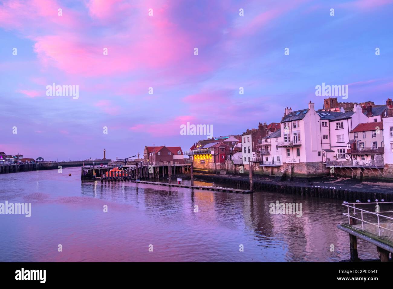 Stunning sunset over Whitby, North Yorkshire Stock Photo