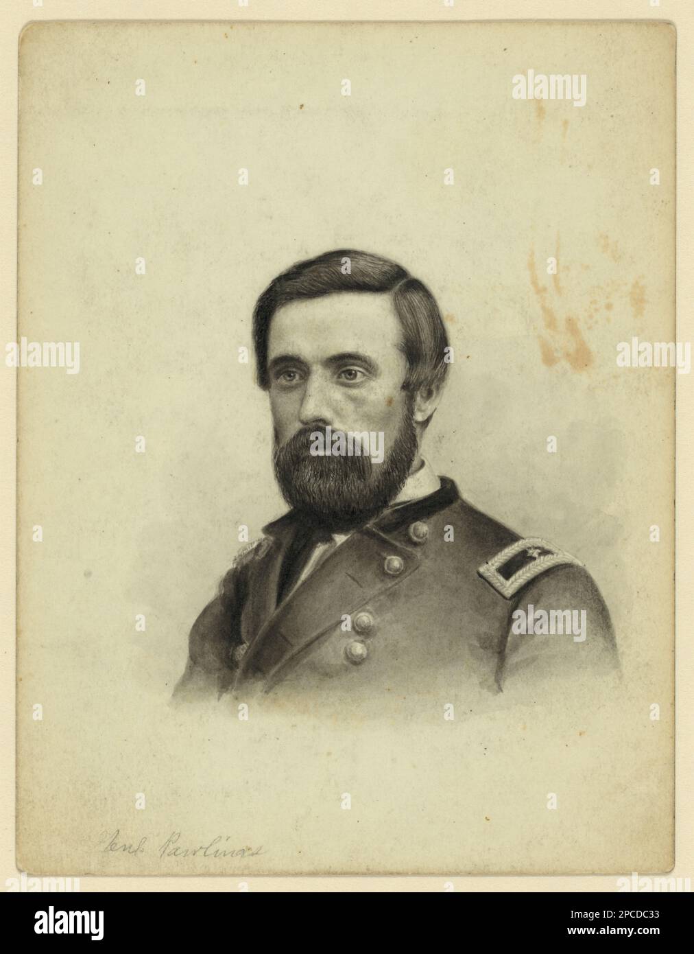 Genl Rawlings sic. Title inscribed lower left, Rawlins was promoted to Brigadier General, 11 August 1863, Purchase; Conner & Rosenkranz; 1986; (DLC/PP-1986:108). Rawlins, John A, (John Aaron), 1831-1869, Military service, Military officers, Union, 1860-1870, United States, History, Civil War, 1861-1865, Military personnel, United States Stock Photo