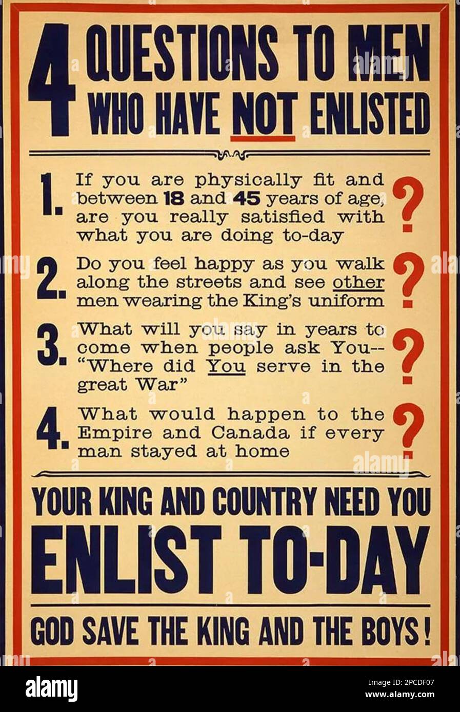 WWI BRITISH ENLISTMENT POSTER Stock Photo