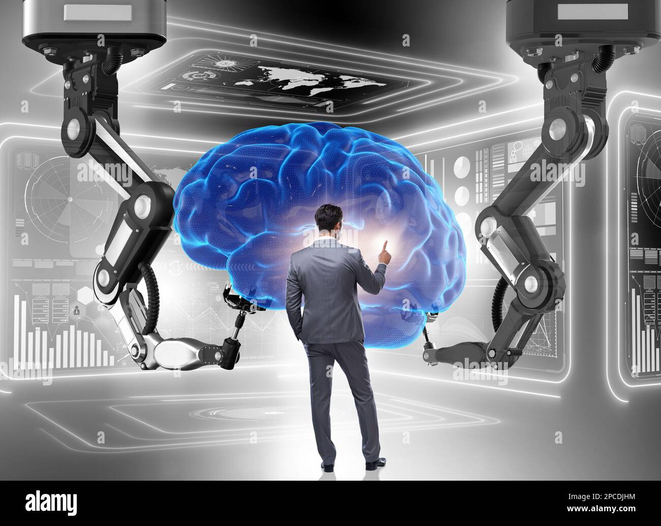 The artificial intelligence concept with businessman Stock Photo - Alamy