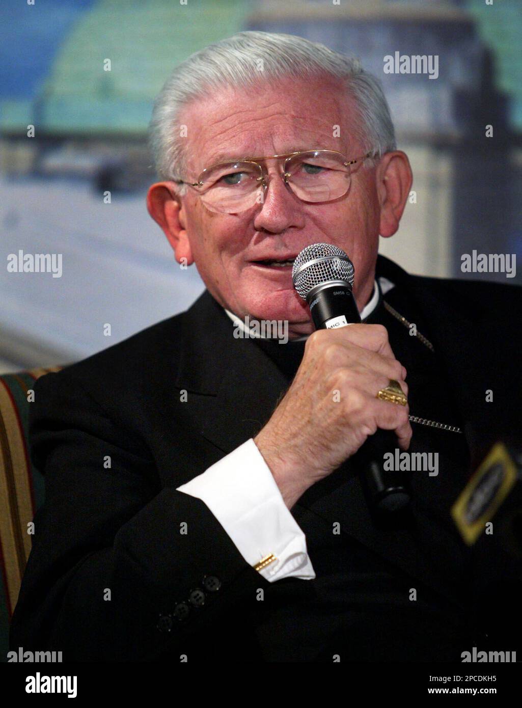 Baltimore Roman Catholic Cardinal William Keeler, 75, speaks in
