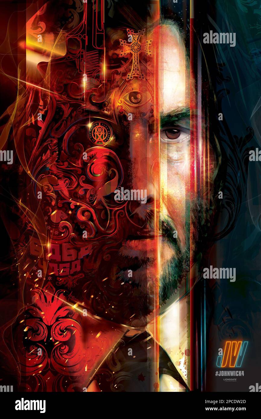 JOHN WICK: CHAPTER 4, US poster, Keanu Reeves, 2023. Illustration by  Mexifunk / © Lionsgate / Courtesy Everett Collection Stock Photo - Alamy