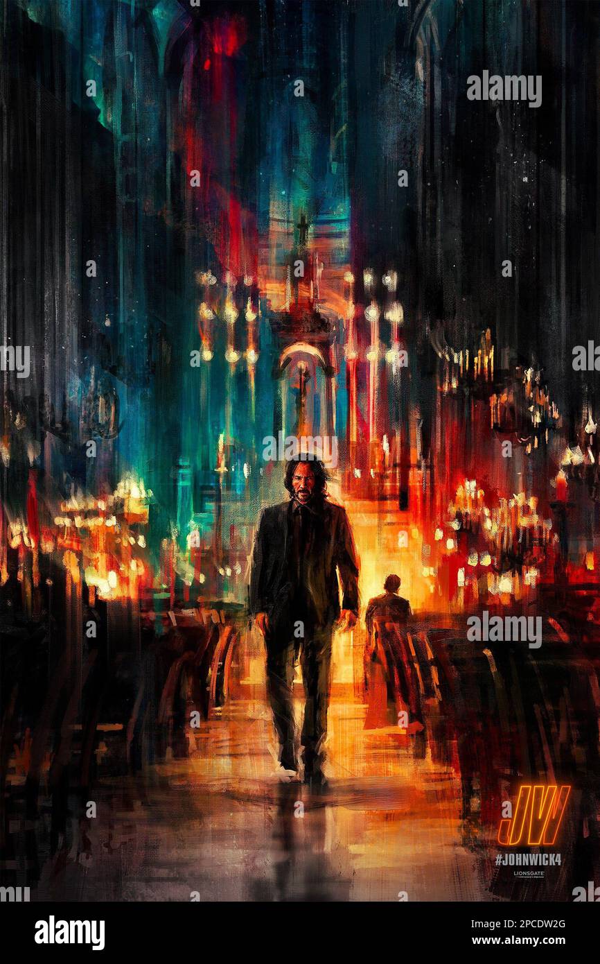 JOHN WICK: CHAPTER 4, US poster, Keanu Reeves, 2023. Illustration by Alice  X. Zhang / © Lionsgate / Courtesy Everett Collection Stock Photo - Alamy