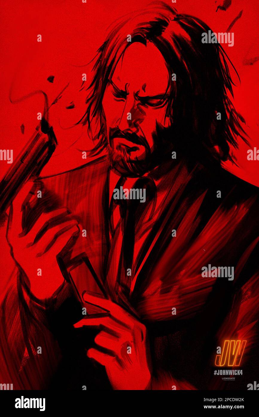 JOHN WICK: CHAPTER 4, US poster, Keanu Reeves, 2023. Illustration by  Mexifunk / © Lionsgate / Courtesy Everett Collection Stock Photo - Alamy