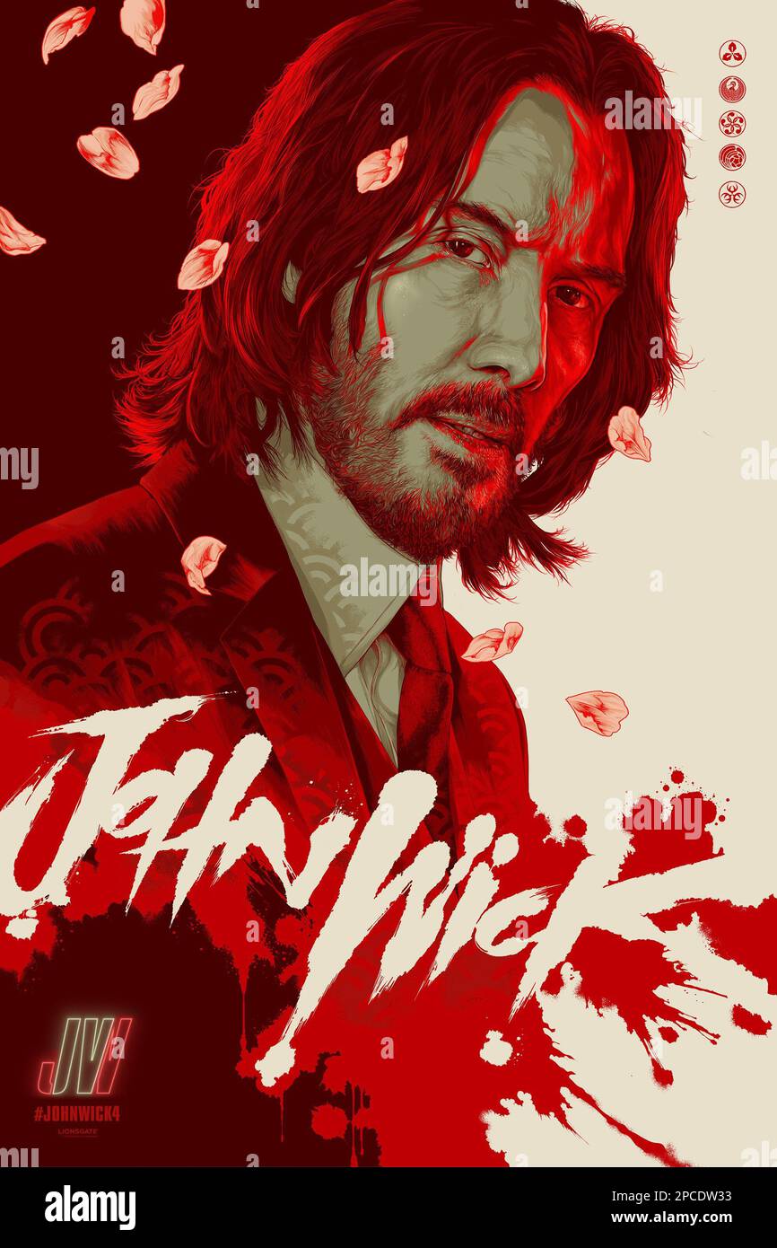 JOHN WICK: CHAPTER 4, US poster, Keanu Reeves, 2023. Illustration by Alice  X. Zhang / © Lionsgate / Courtesy Everett Collection Stock Photo - Alamy