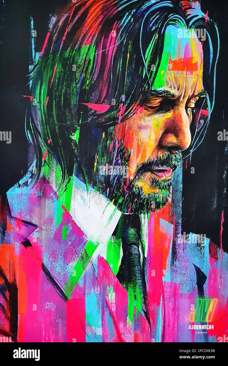 JOHN WICK: CHAPTER 4, US poster, Keanu Reeves, 2023. Illustration by  Mexifunk / © Lionsgate / Courtesy Everett Collection Stock Photo - Alamy