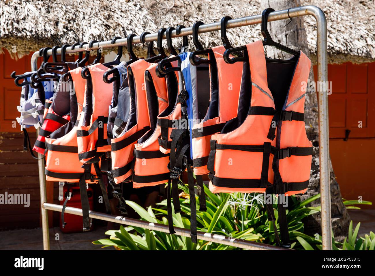 Personal flotation device. Life jacket ready to be used by tourist