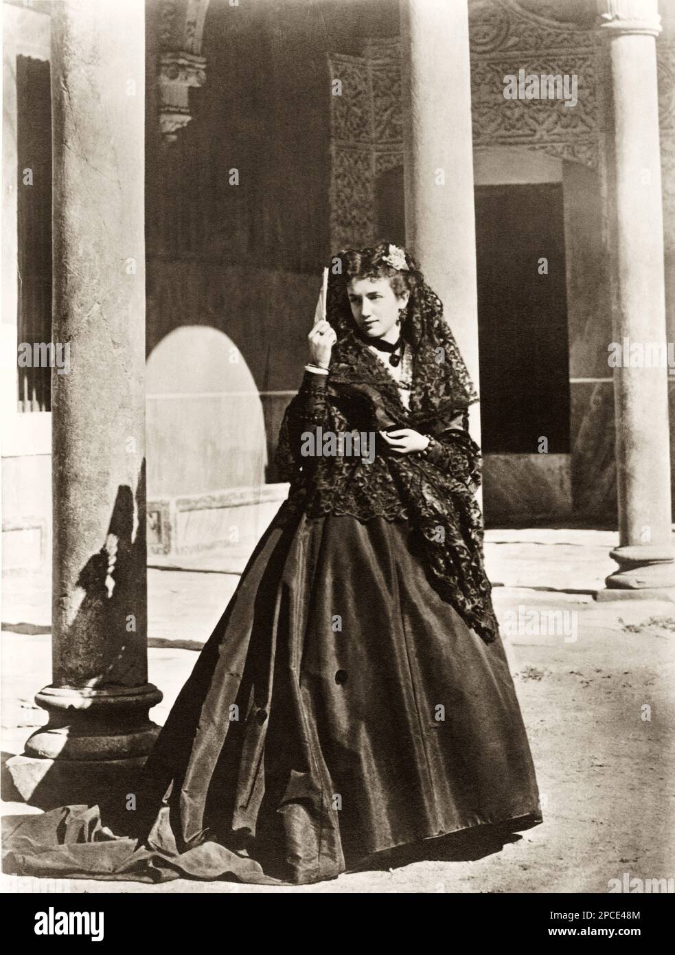 1880 Ca MADRID SPAIN Folkloristic Costume With Lace Mantiglia 