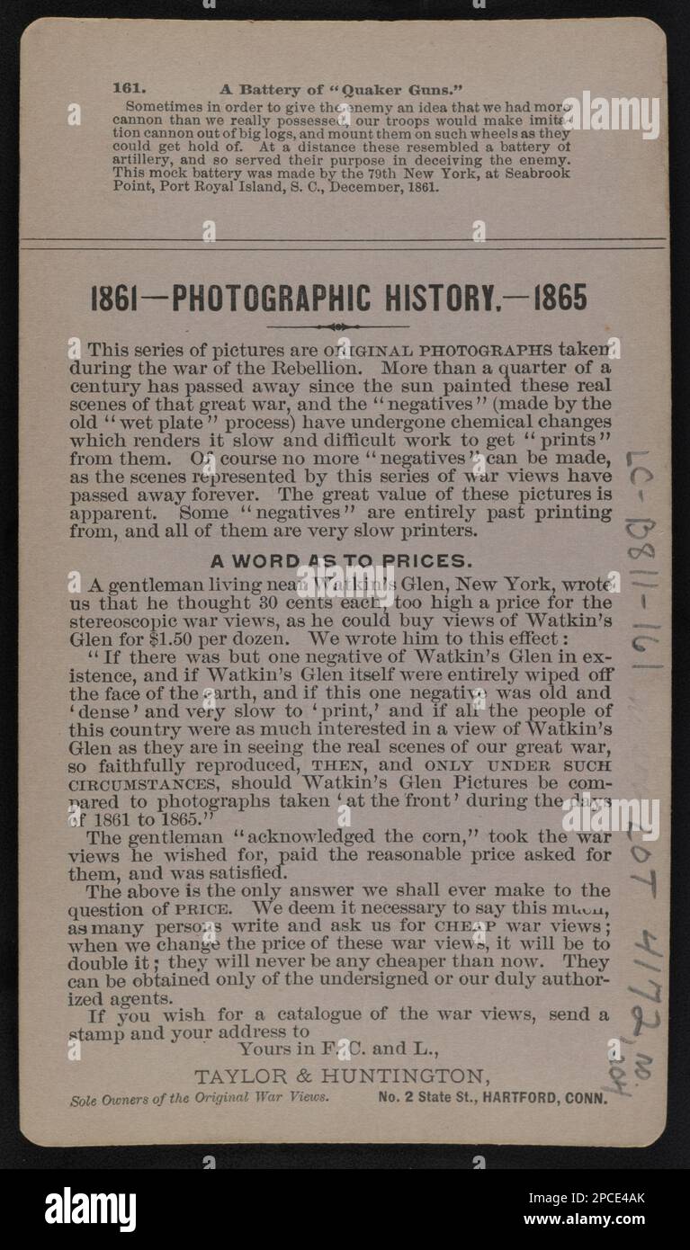 A battery of "Quaker Guns". Civil War Photograph Collection , Original