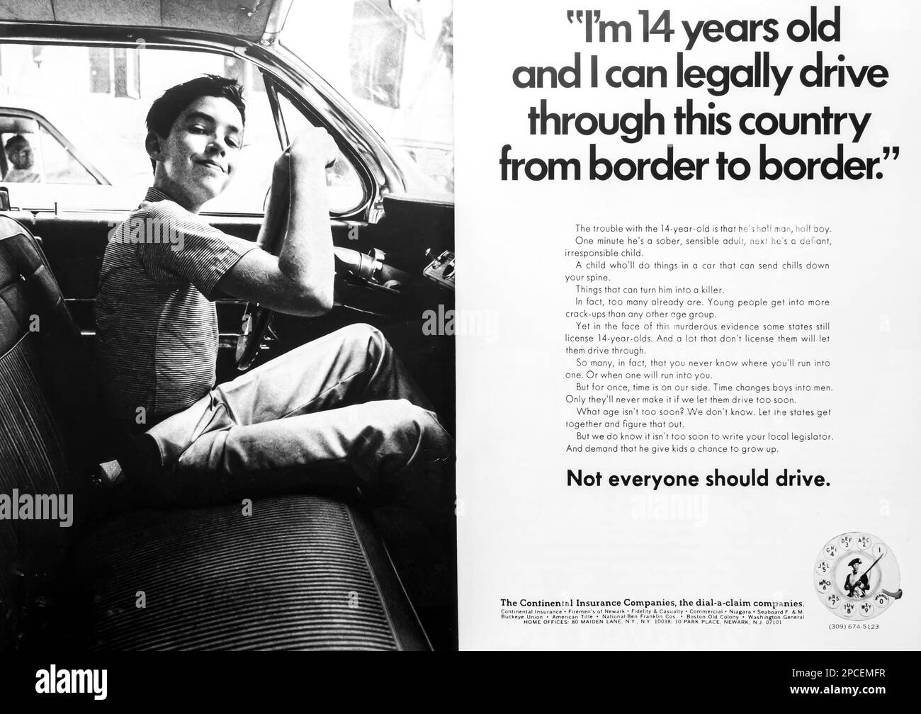 Continental insurance advert in a Natgeo magazine June 1969 Stock Photo
