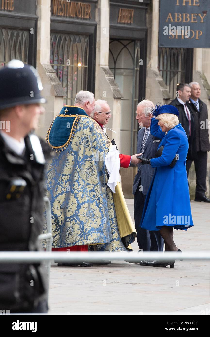 Westminster, London, UK. 13th March, 2023. The King and Queen Camilla arriving with members of the Royal Family arriving for the Commonwealth Service at Westminster Abbey in London this afternoon. Credit: Maureen McLean/Alamy Live News Stock Photo