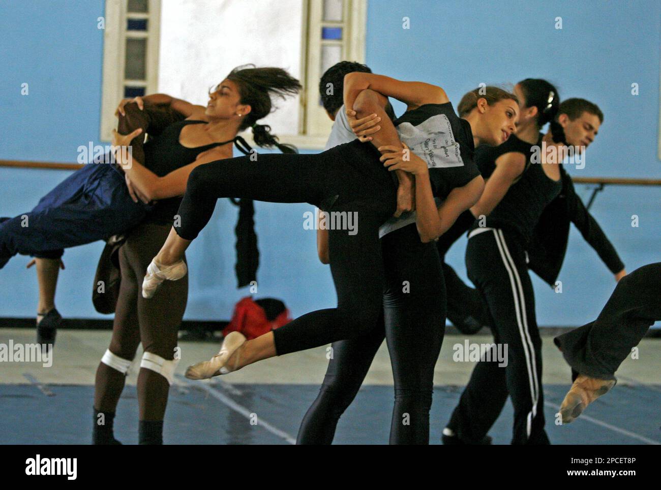 Cuban ballet dancers perform at a rehearsal of 